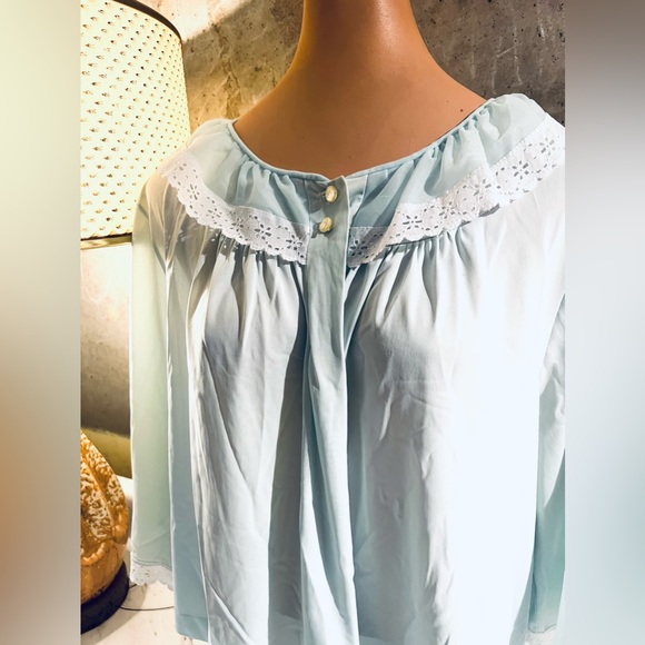Vintage 1950’s Cinderella Blue Nylon Sleep Jacket - Picture 2 of 2